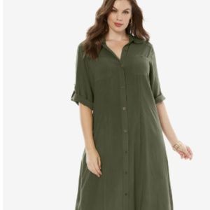 Safari Style Dress and Duster in Olive Green